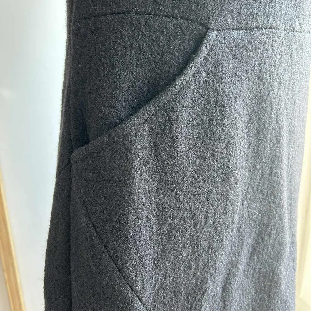 Zara Collection Black Textured Wool Mock-Neck Shift Dress with Pockets – EU L - Picture 9 of 12
